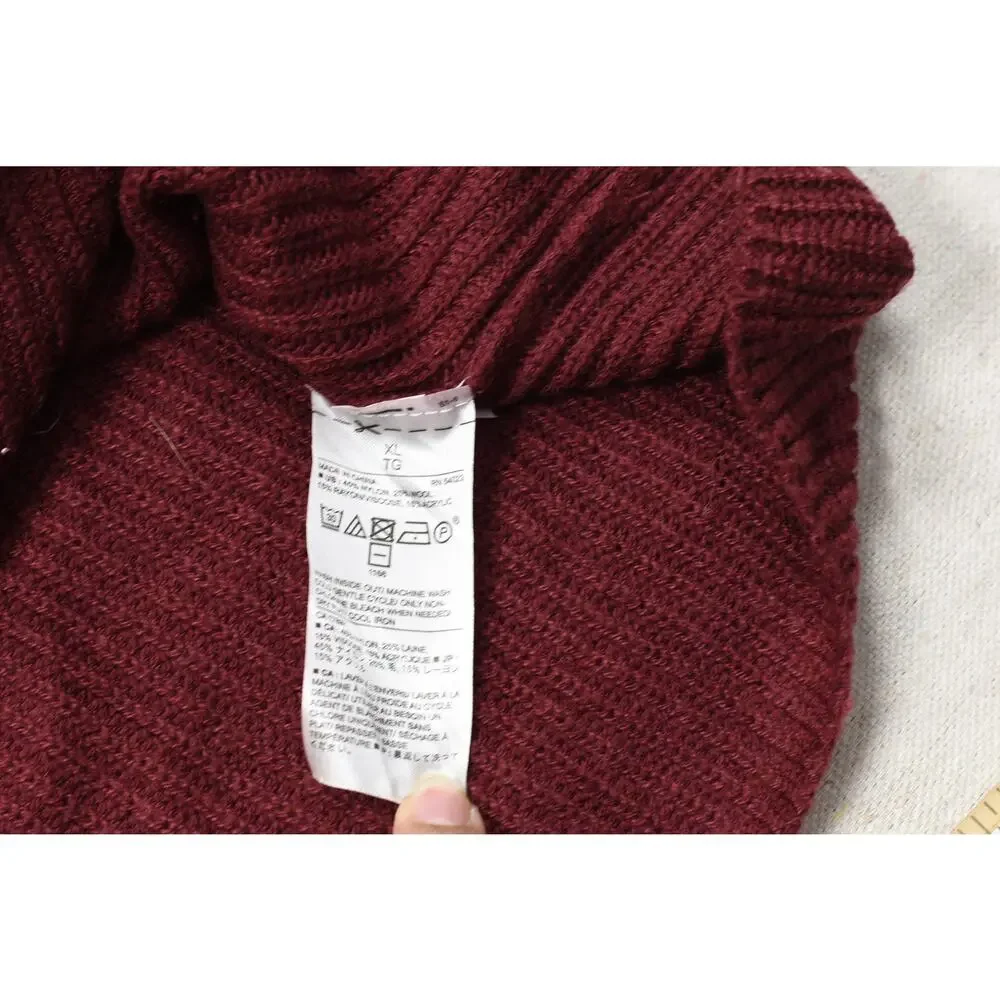 Banana Republic XL Burgundy Red V-Neck Ribbed Knit Wool Blend Pullover Sweater
